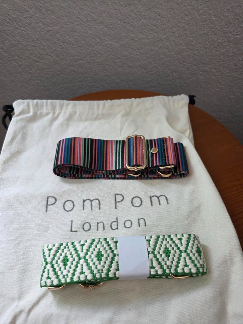 Pom Pom London Original Plus Bag NWT Green Leather Crossbody + 3 Straps & Keyrin - Picture 12 of 13